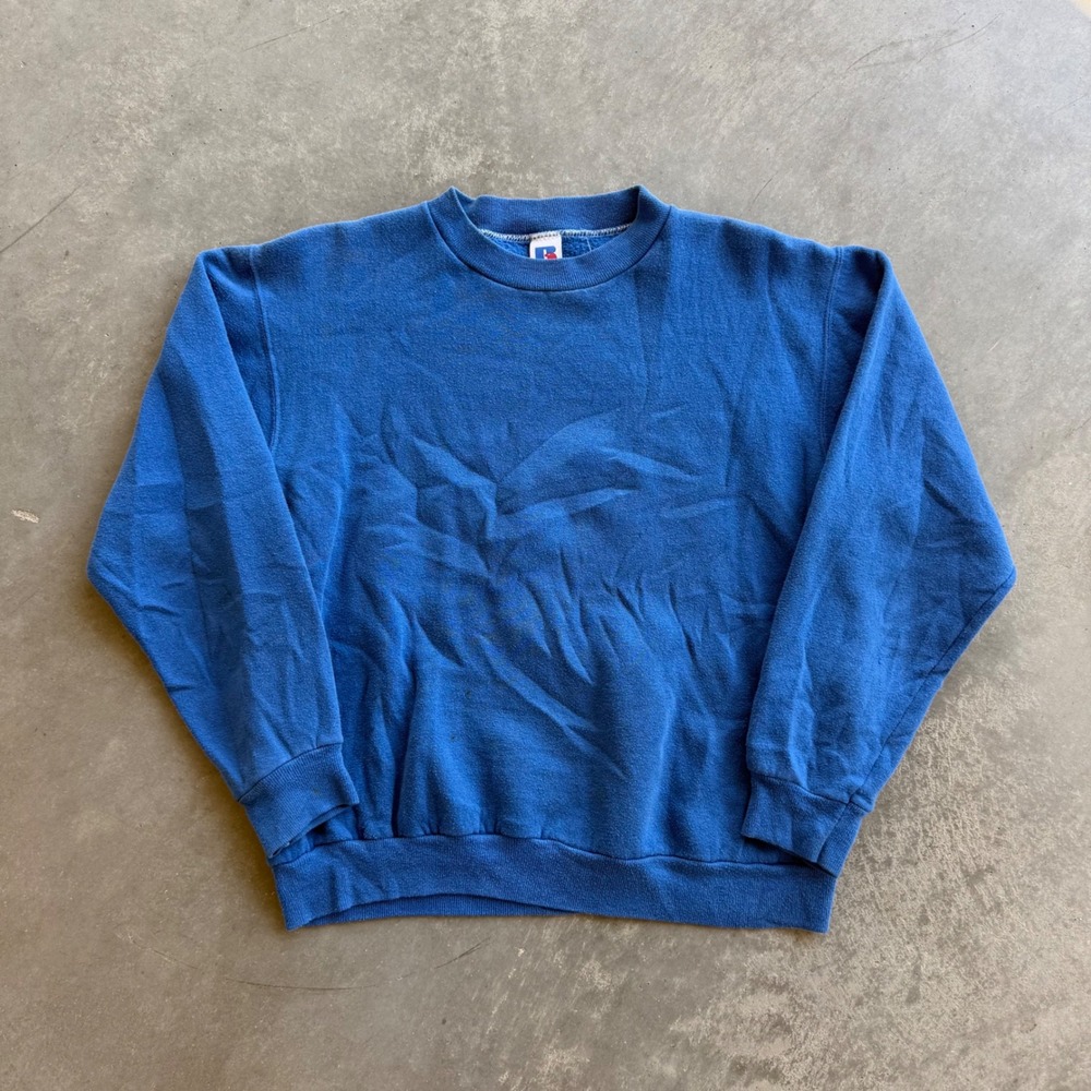 Vintage 80s Russell Athletic Crewneck Sweatshirt Blue Made in USA Mens Medium
